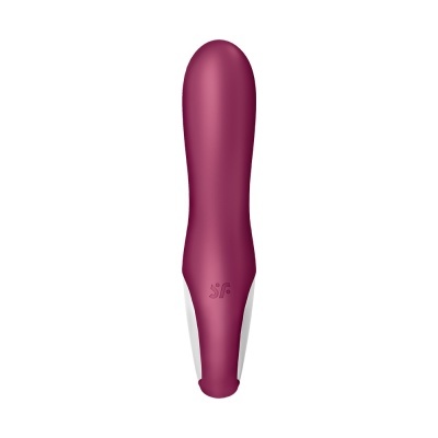 Vibrador vinho e branco com textura lisa e logo S+