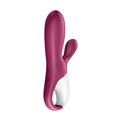 Vibrador anatómico bicolor roxo e branco com apêndice lateral