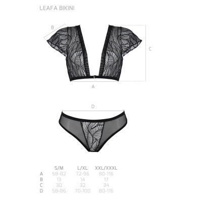 Lingerie preta LEAFA BIKINI com top de renda e cueca de renda e tule