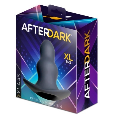 Embalagem de plug anal aberto tamanho XL AFTERDARK em azul e roxo
