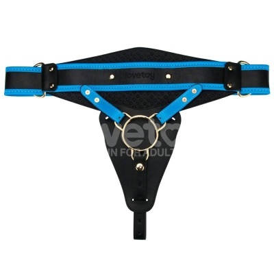 Cinta preta e azul com anéis metálicos e fecho, marca lovetoy