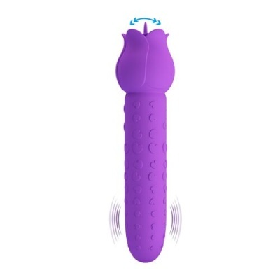 Vibrador roxo em forma de rosa com textura em pontos