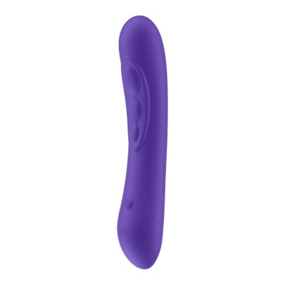 Vibrador roxo curvado com botões de controlo