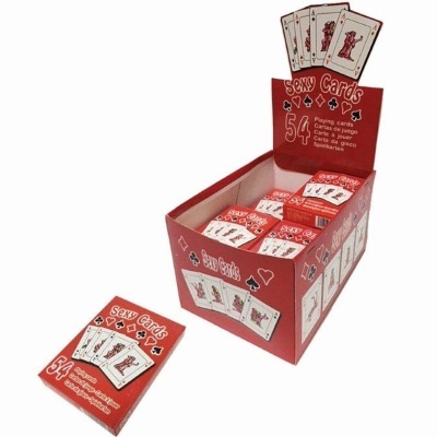 Baralho de cartas Sexy Cards em caixa vermelha com 54 cartas e ilustrações
