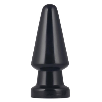 Plug anal cónico em silicone preto com base larga