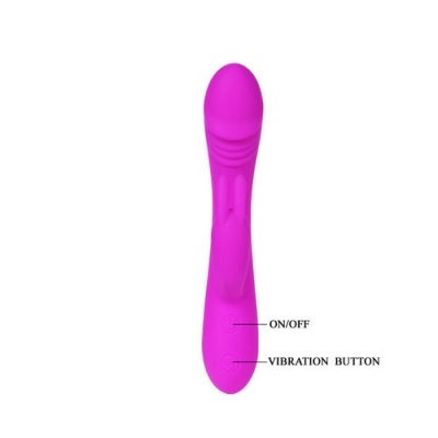 Vibrador rosa em silicone com botões ON/OFF e vibração