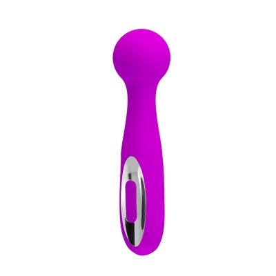 Vibrador rosa com base prateada e dois botões