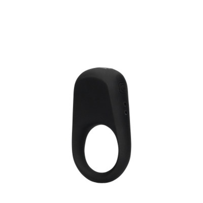 Anel sexual preto em silicone com botão lateral