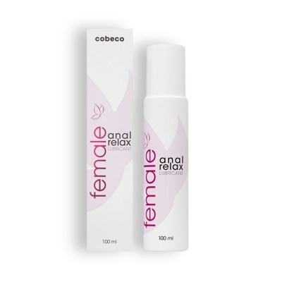 Lubrificante anal feminino em embalagem branca com texto rosa e preto e volume 100 ml