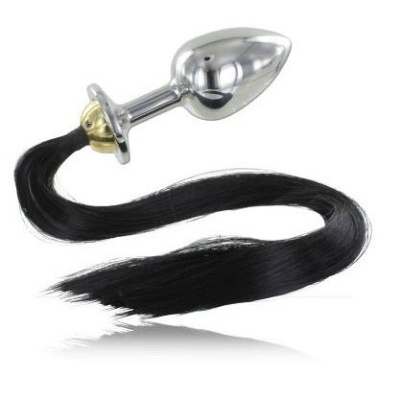 Plug anal metálico com cauda preta