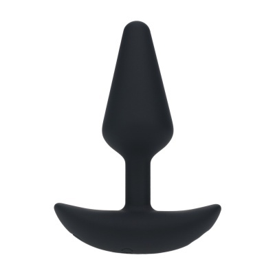 Plug anal preto de silicone com base em meia-lua
