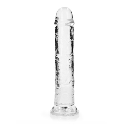 Dildo transparente em vidro com textura detalhada