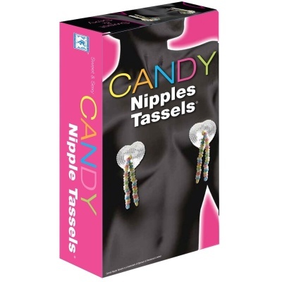 Embalagem de tassels para mamilos CANDY com desenho colorido e fundo rosa