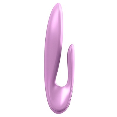 Vibrador rosa com 2 braços em silicone liso