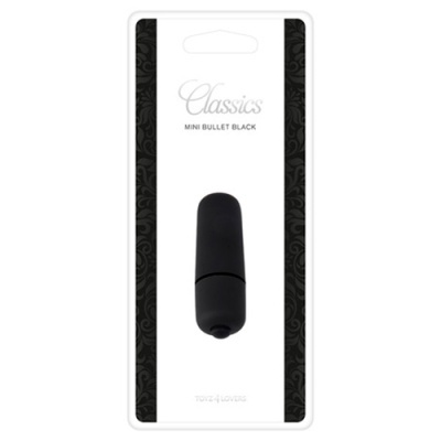 Mini bullet preto em embalagem branca com texto Classics e MINI BULLET BLACK
