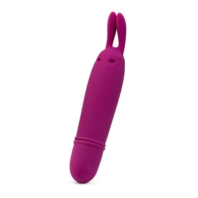 Vibrador rosa em silicone com orelhas e textura
