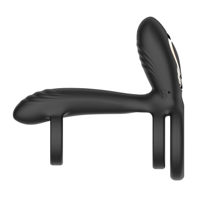 Dispositivo preto com textura e botões em fundo branco