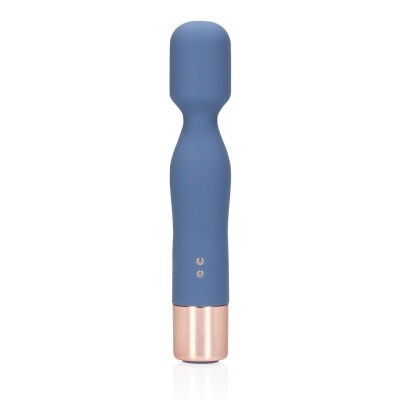 Vibrador azul com base dourada
