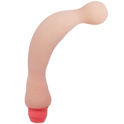 Vibrador curvado cor de pele com base vermelha