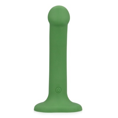 Vibrador verde em silicone com botão de ligar