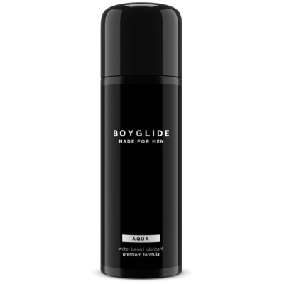 Frasco preto de lubrificante à base de água com rótulo branco