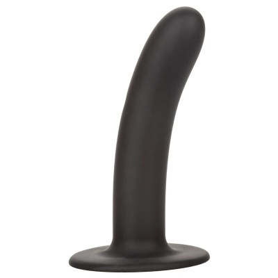 Dildo ou plug sexual preto com base circular larga