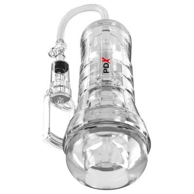 Dispositivo transparente de aspiração com tubo flexível e texto PDX