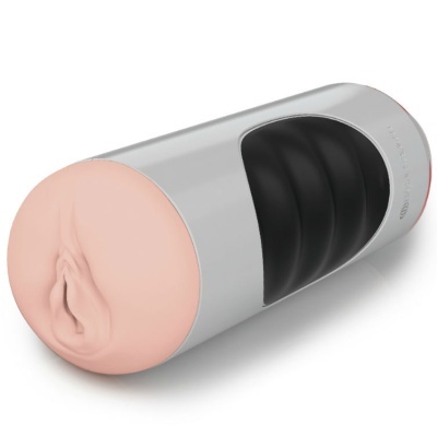 Masturbador masculino cilíndrico com abertura em forma de vulva