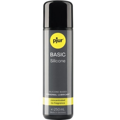 Frasco de lubrificante pessoal pjur Basic Silicone preto e cinzento