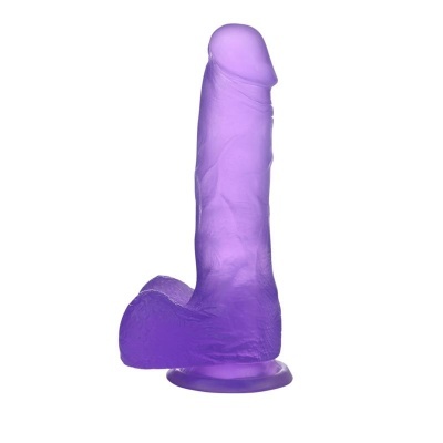 Dildo roxo translúcido com base de ventosa