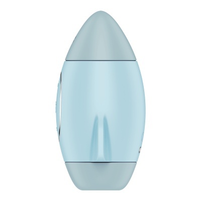 Vaporizador azul claro com corpo liso e botão lateral