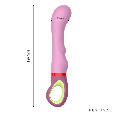 vibrador rosa com punho roxo e verde claro medidas 197mm x 33mm