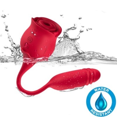Brinquedo sexual vermelho em forma de rosa resistente à água