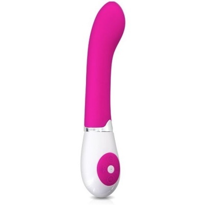 Vibrador rosa com base branca e botões