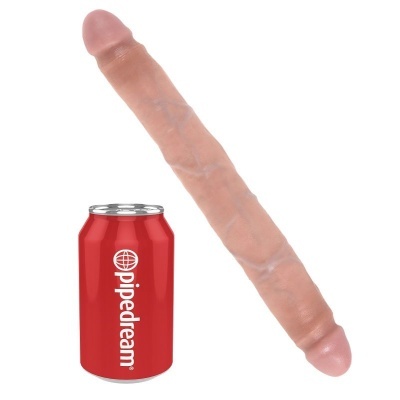 Dildo duplo cor de pele com lata vermelha Pipedream