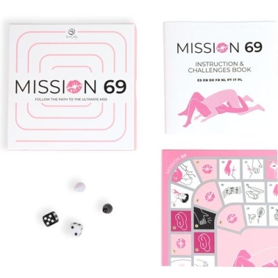 Conjunto de jogo Mission 69 com itens para jogo adulto em branco e rosa