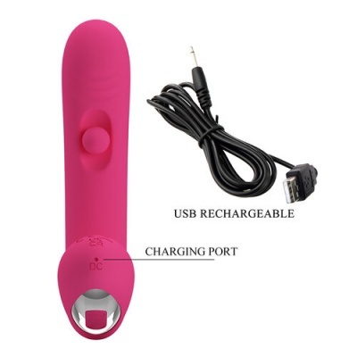 Vibrador cor-de-rosa com cabo USB preto para recarregamento