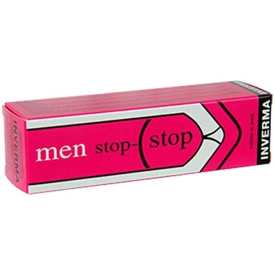 Embalagem rosa e preta com texto men stop-(stop e INVERMA