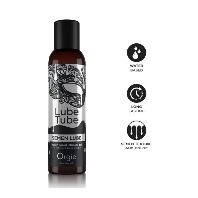 Frasco de gel íntimo à base de água Lube Tube Semen Lube da Orgie com design de máscara e gotas