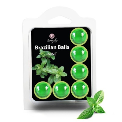 Embalagem de bolas verdes Brazilian Balls Mint com imagem de hortelã