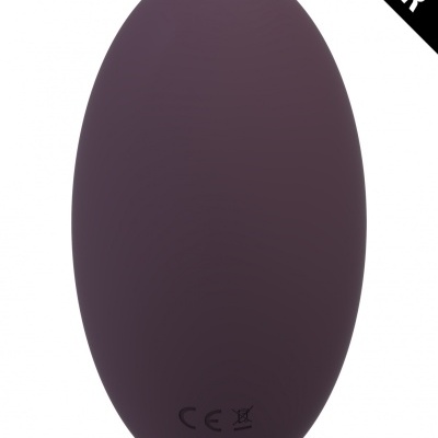 Dispositivo oval roxo escuro com etiquetas e texto TESTER
