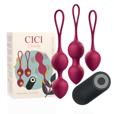 Conjunto de contas Kegel vermelhas com controlo remoto e embalagem