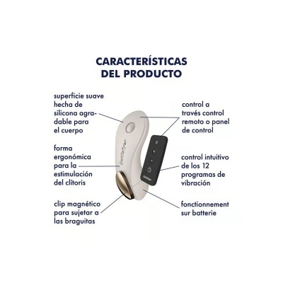 Dispositivo erótico com controlo remoto e características em espanhol e francês