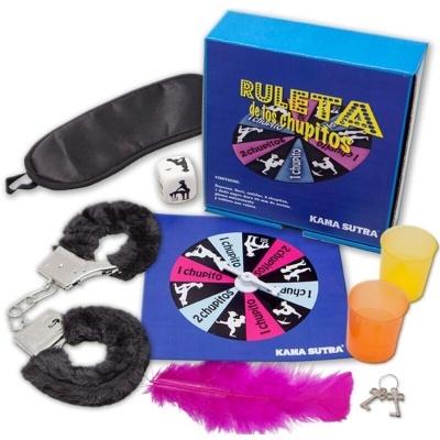 Conjunto de jogo adulto com acessórios diversos em cores vibrantes