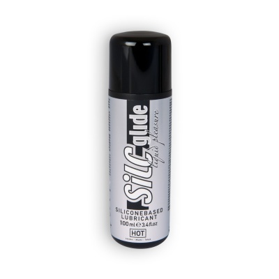 Frasco de lubrificante à base de silicone com rótulo cinza