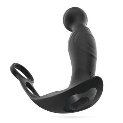 Vibrador preto em silicone com botão de controlo