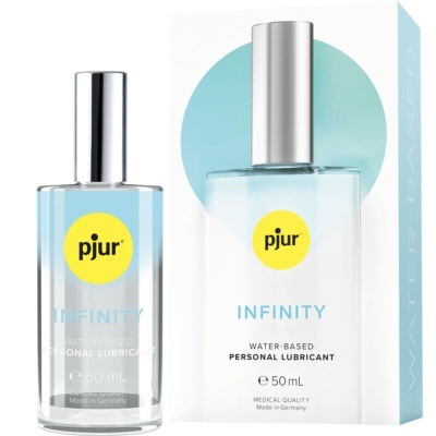 Frasco de lubrificante pessoal pjur Infinity de 50 mL com embalagem
