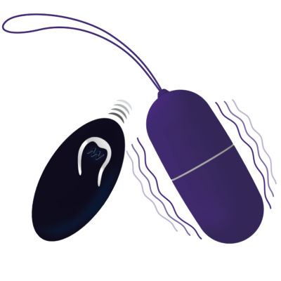 Aparelho eletrônico cilíndrico roxo com controle remoto preto