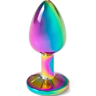 Plug anal metálico iridescente com base larga