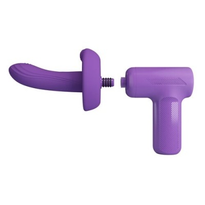 Produto vibrador roxo em silicone com motor elétrico desmontável